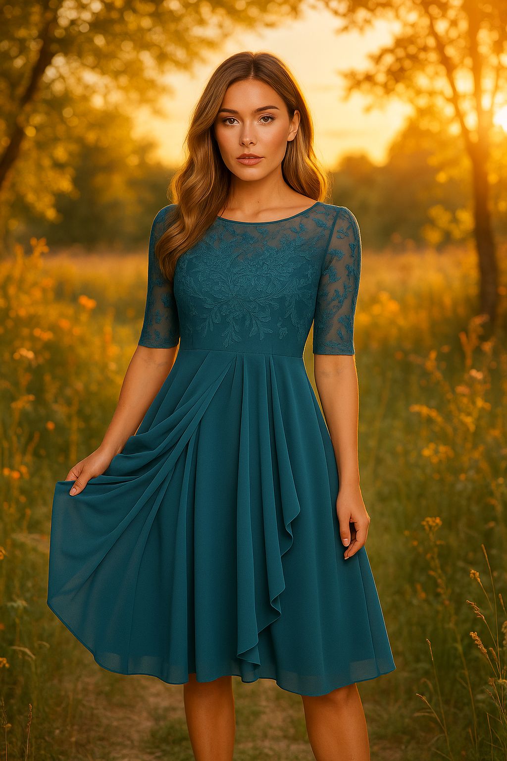 Livia – Elegante Jurk met Fijn Kant